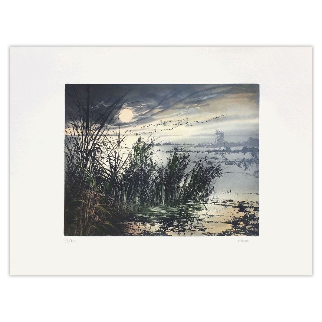 France Hilon Signed Etching Coucher De Soleil Sur La Lagune 1990