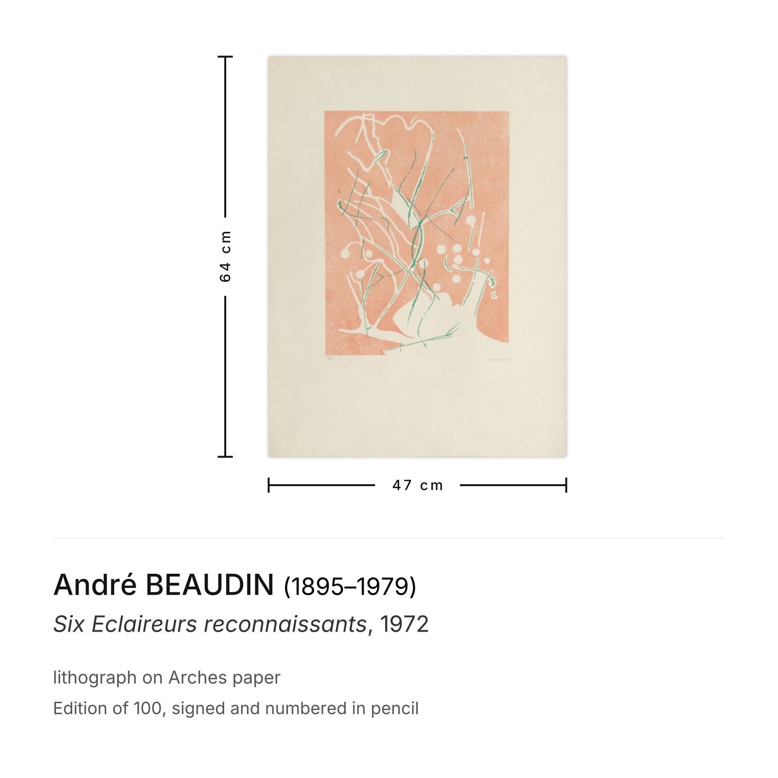 André Beaudin Signed Lithograph Six Eclaireurs Reconnaissants 1972 photo furniture