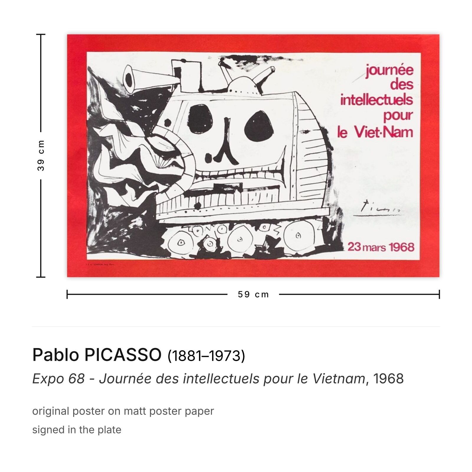 Pablo Picasso Poster Expo 68   Journée Des Intellectuels Pour Le Vietnam photo furniture