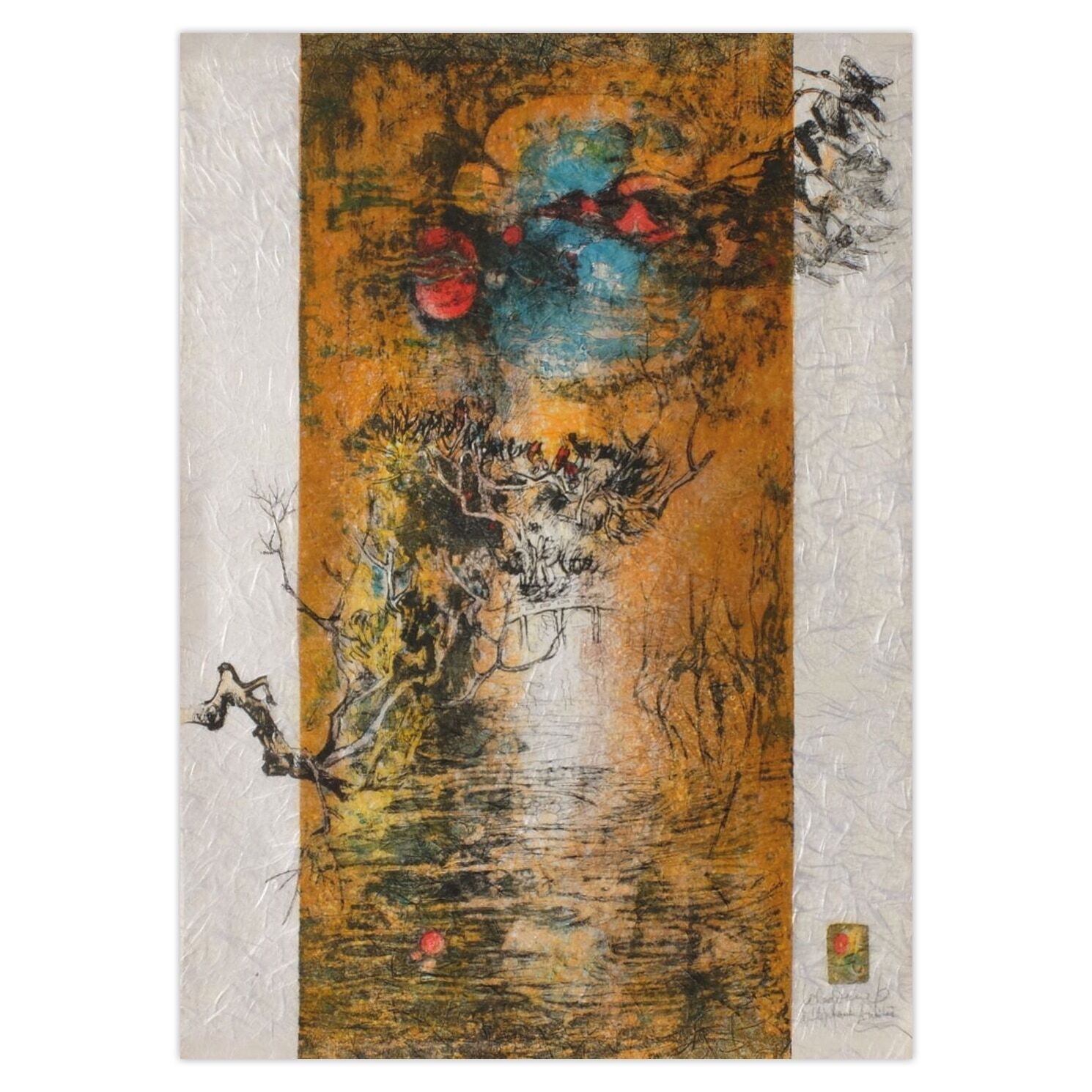 Dang Lebadang Signed Lithograph Papier De Riz   Dans La Lagune II 1975
