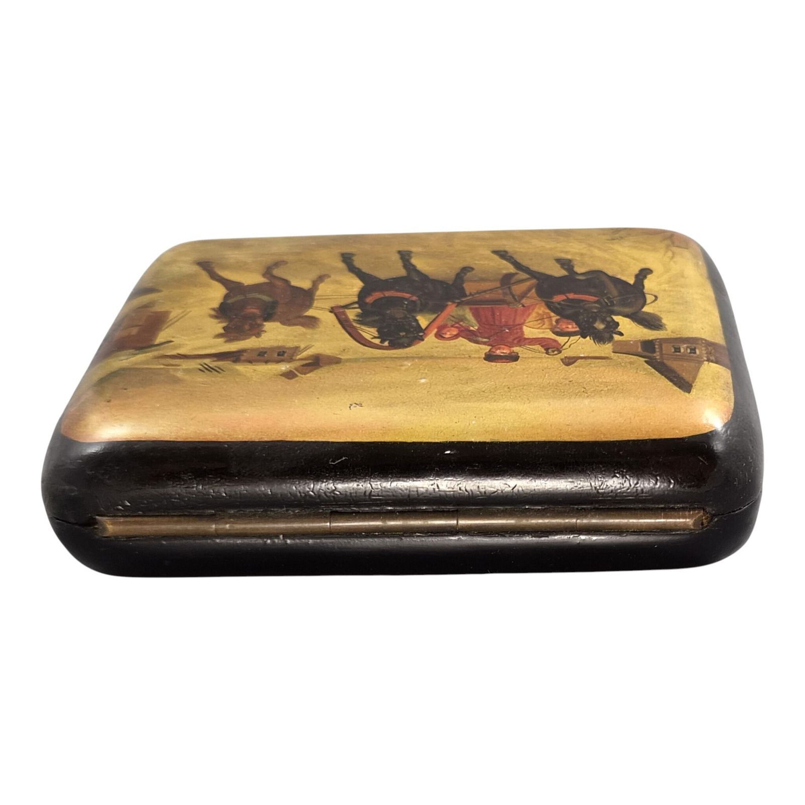 Russisch papier-maché lakwerk sigarettenkoker, toegeschreven aan Vishnyakov, ca. 1850-1870 photo furniture