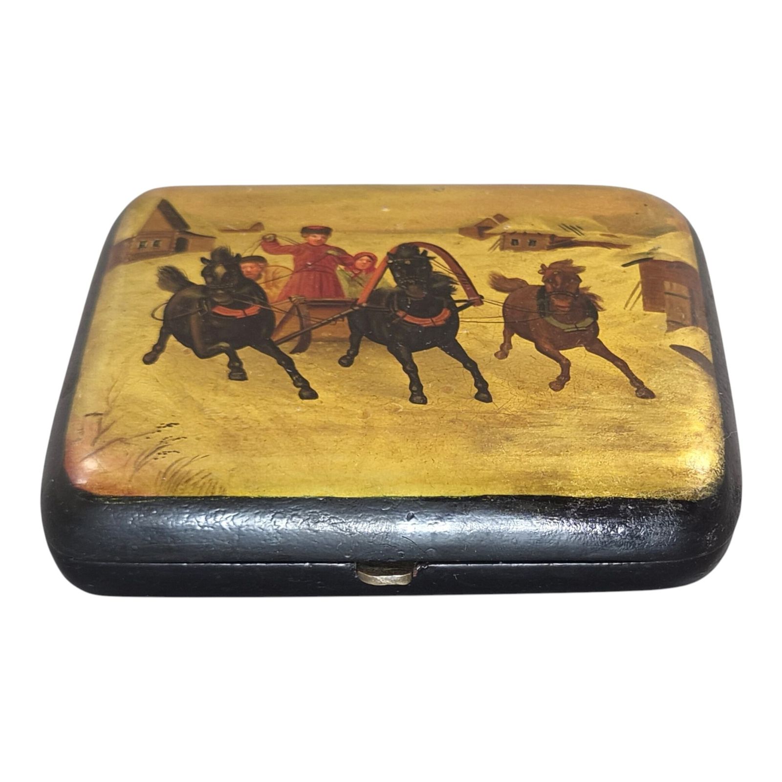 photo buy Russisch papier-maché lakwerk sigarettenkoker, toegeschreven aan Vishnyakov, ca. 1850-1870