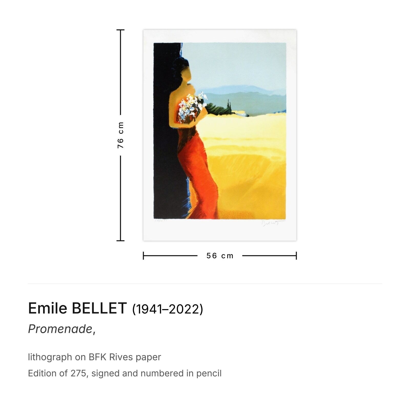 Emile Bellet Signed Lithograph Promenade photo furniture