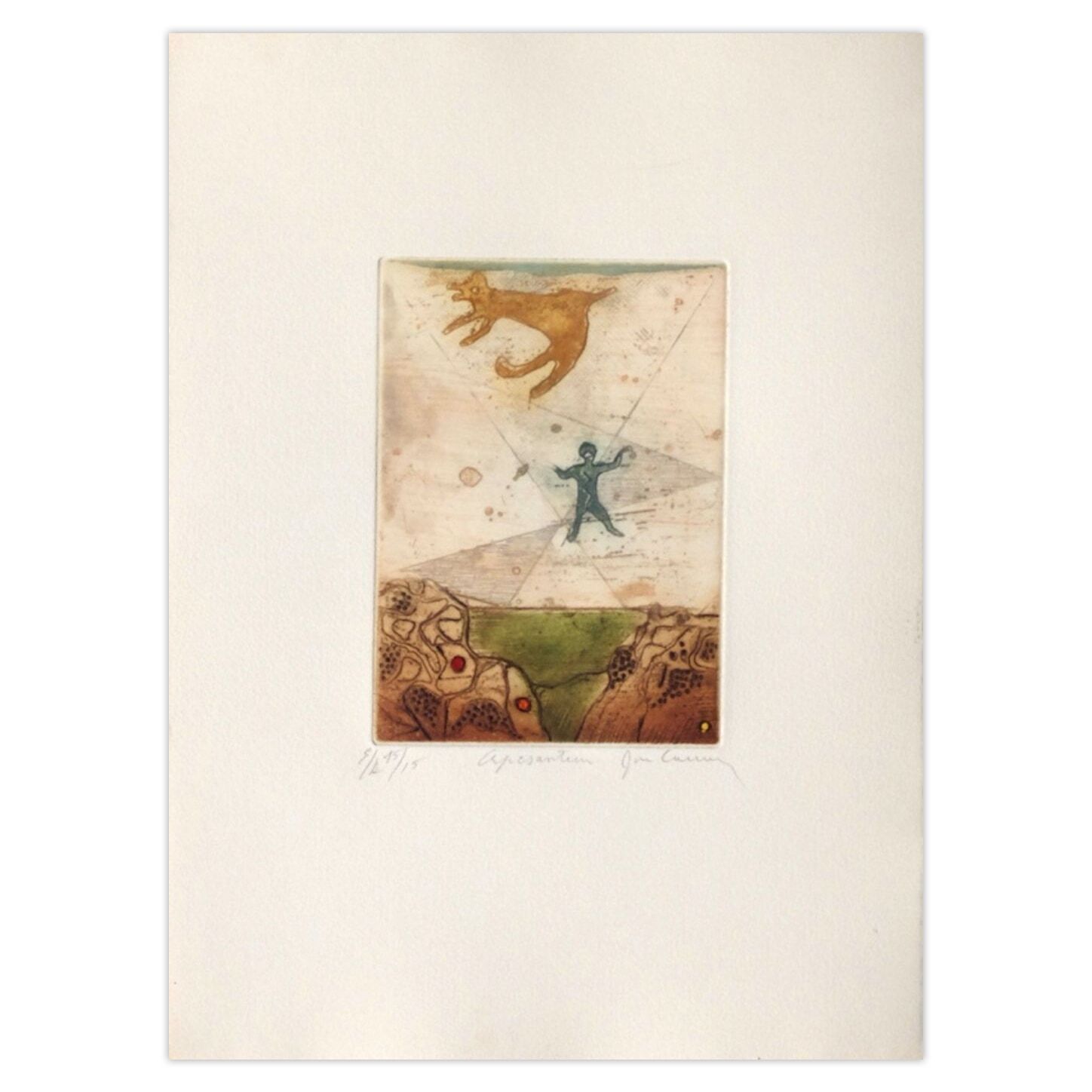 René Carcan Gesigneerde Ets Voyage Au Delà De La Terre IV 1988