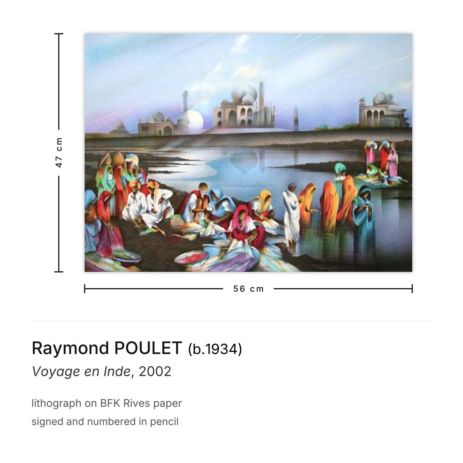 Raymond Poulet Gesigneerde Lithografie Voyage En Inde 2002 photo furniture
