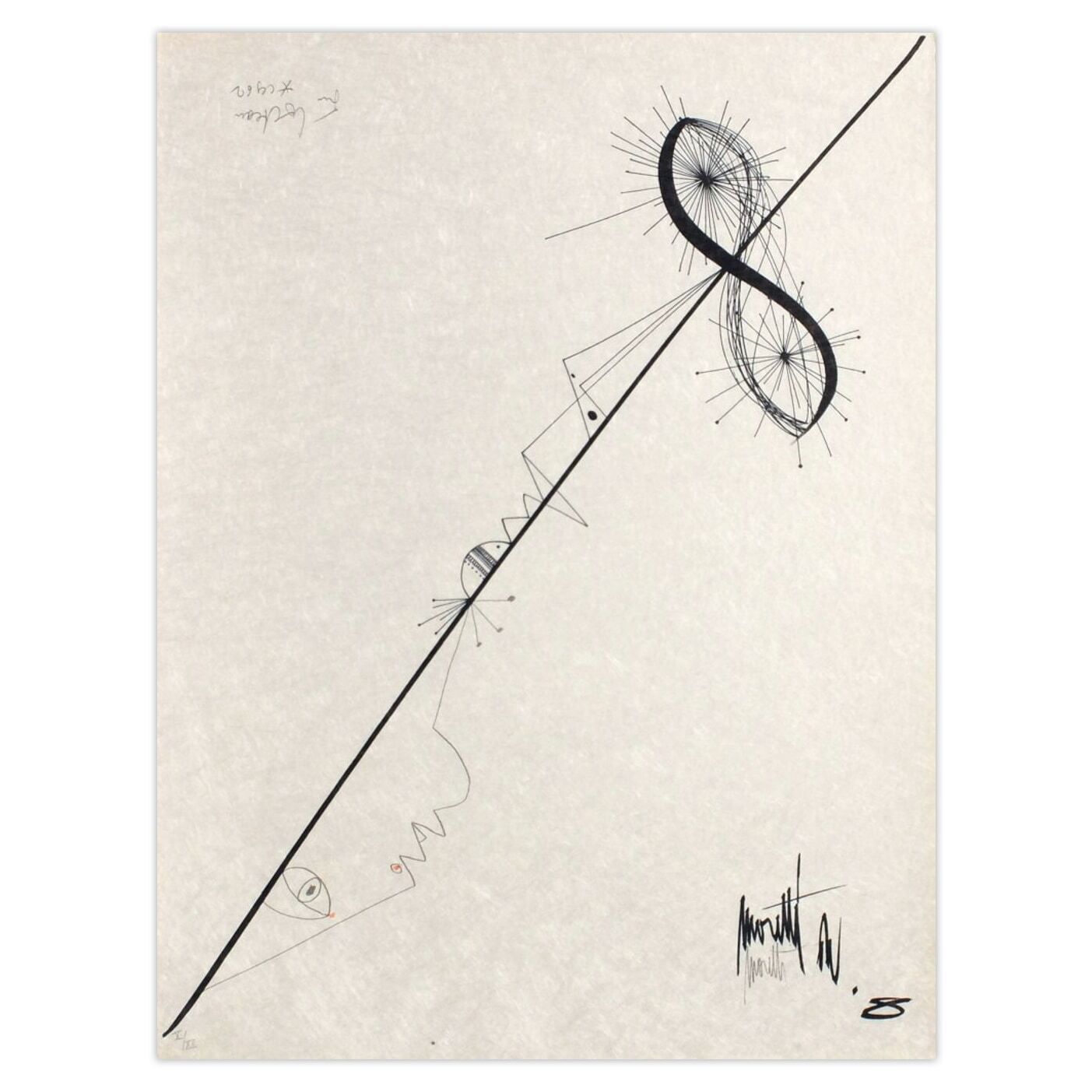 Jean Cocteau Gesigneerde Lithografie L'âge Du Verseau : L'ellipse 1973