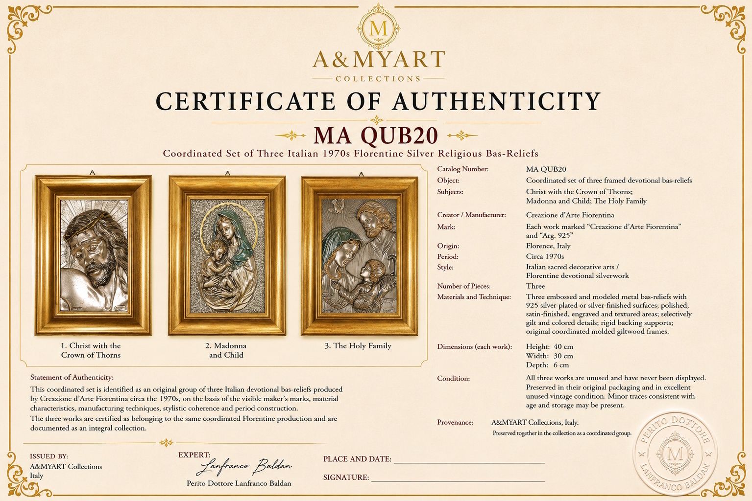 Set Of Three Italian 1970s Florentine 925 Silver Plated Religious Bas Reliefs photo for sale