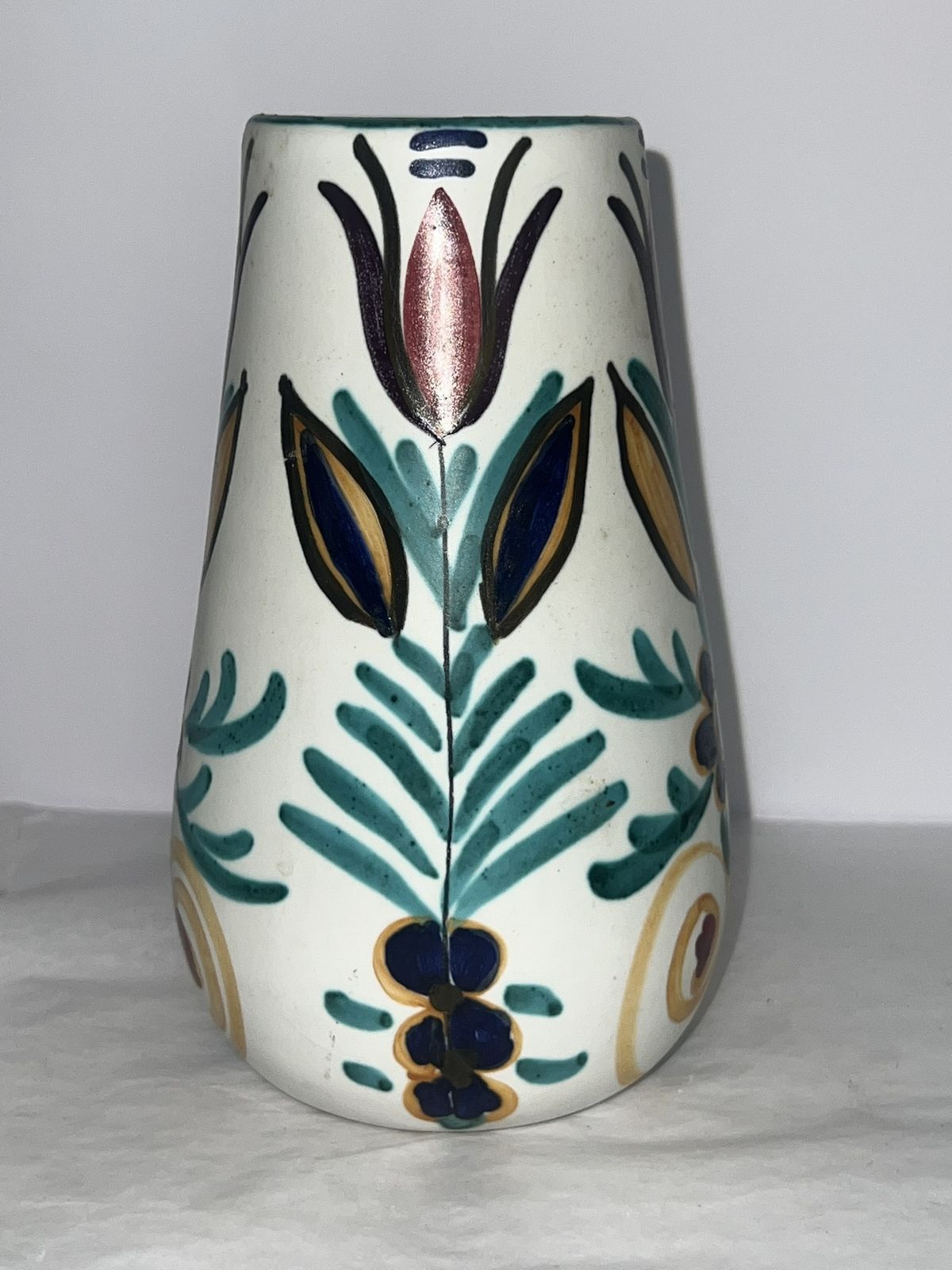 Greek Hand Painted Art Pottery Vase Greece, Circa 1960 photo for sale