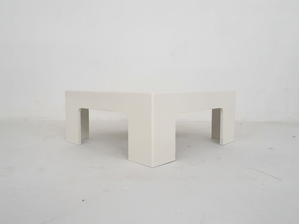 White Square Coffee Table Attrb. To Marc Berthier, France 1970's photo vinterior