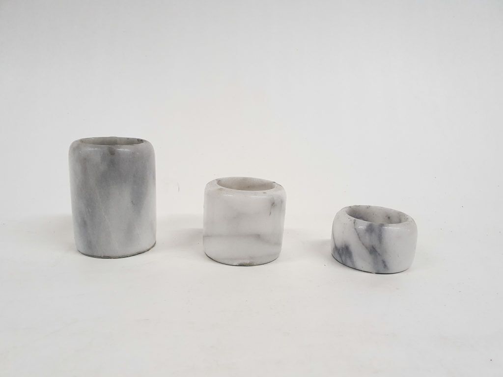 Set Of Three Marble Candle Sticks, Italy 1970's photo Home Decor