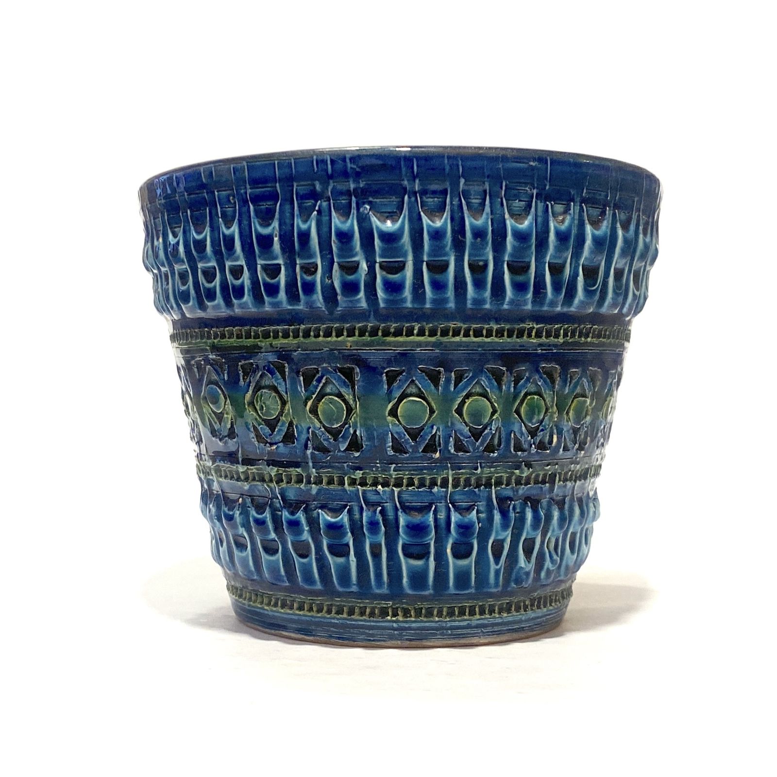 Italian Pottery Planter, Nuovo Rinascimento Bitossi Style Blue Vintage Plant Pot photo buy
