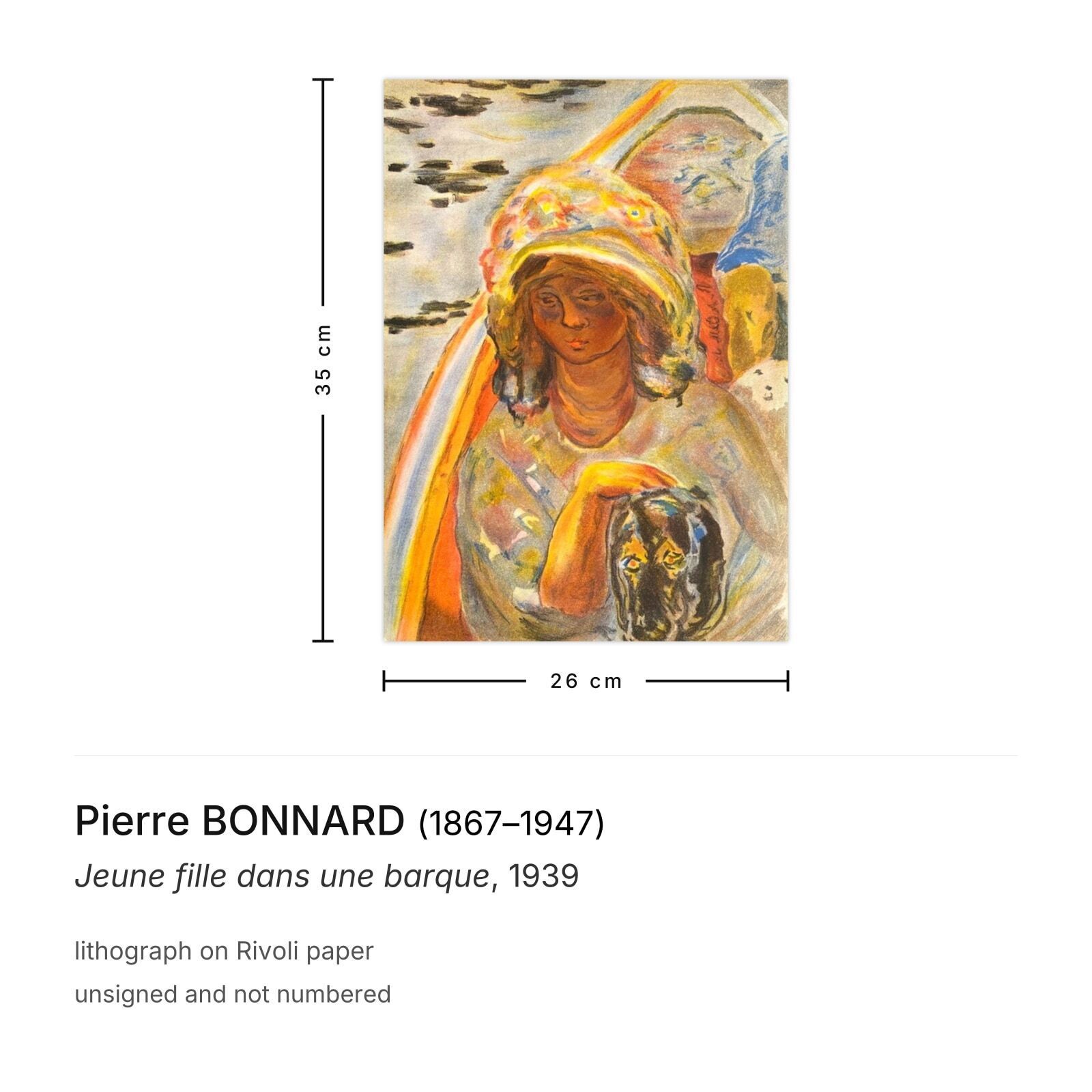 Pierre Bonnard Lithografie Jeune Fille Dans Une Barque 1939 photo furniture