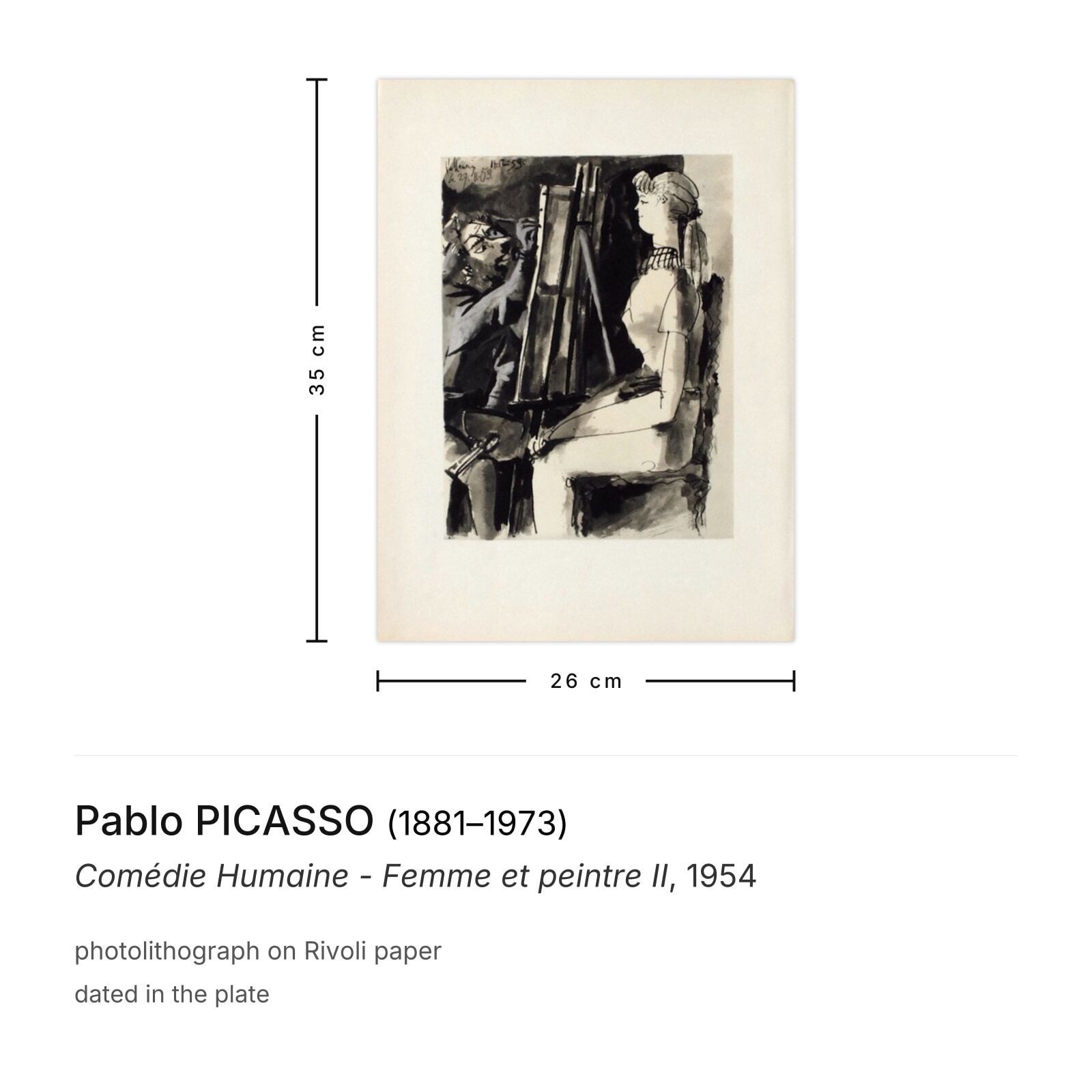 Pablo Picasso Lithografie Comédie Humaine Femme Et Peintre II 1954 photo furniture