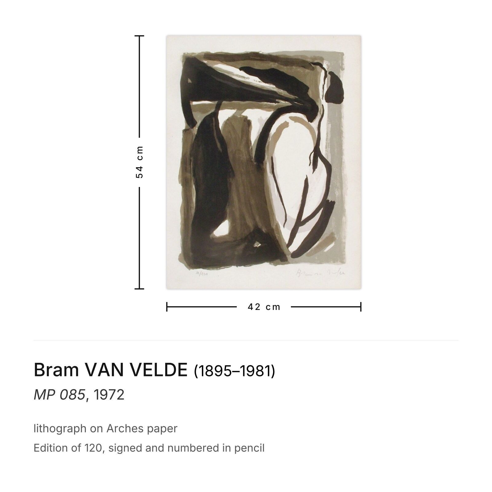 Bram Van Velde Gesigneerde Lithografie Mp 085 1972 photo furniture