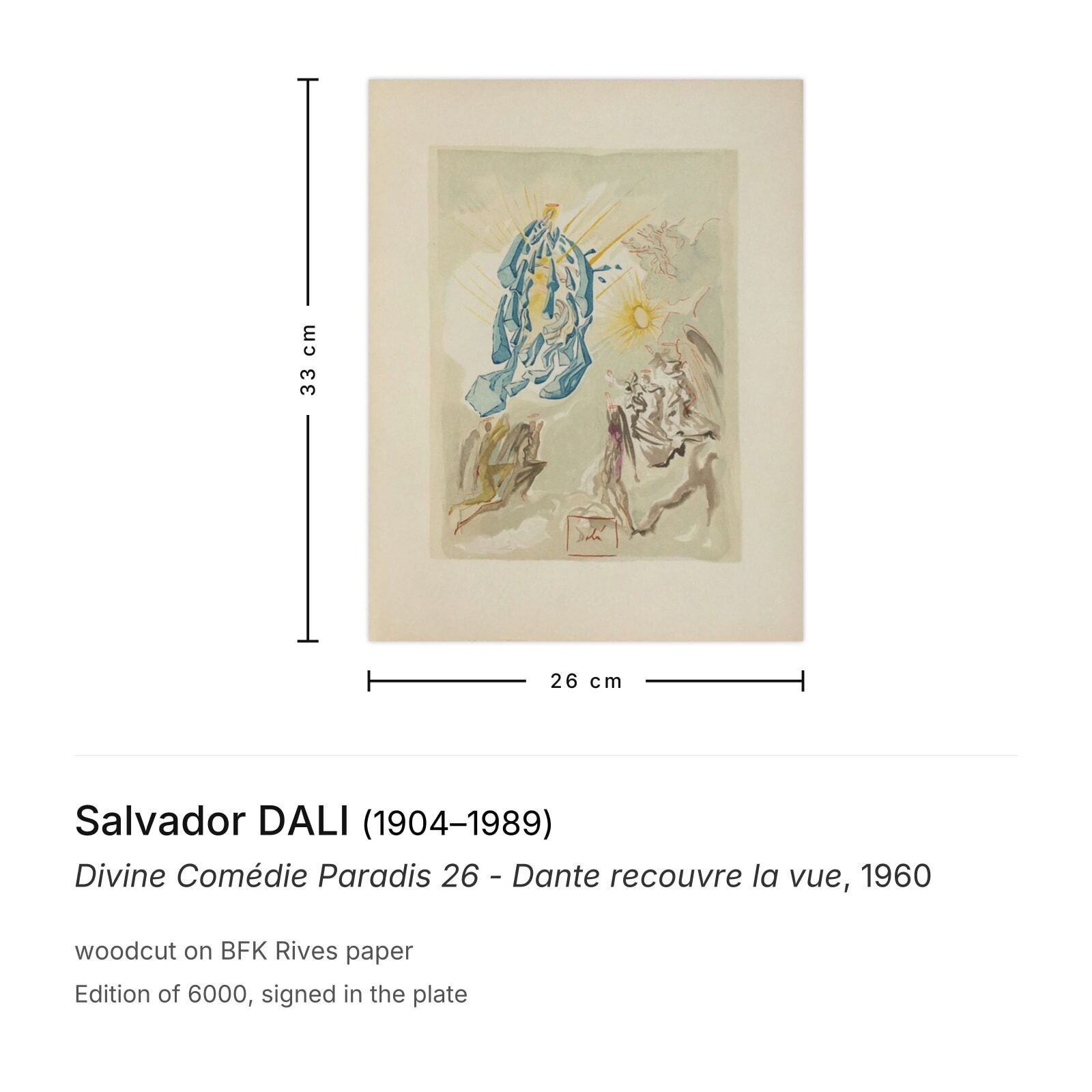 Salvador Dali Woodcut Divine Comédie Paradis 26   Dante Recouvre La Vue 1960 photo furniture