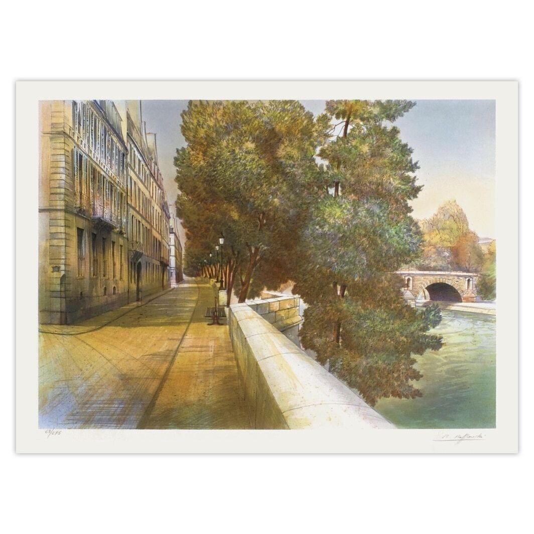 Rolf Rafflewski Signed Lithograph Paris, Quai De Béthune