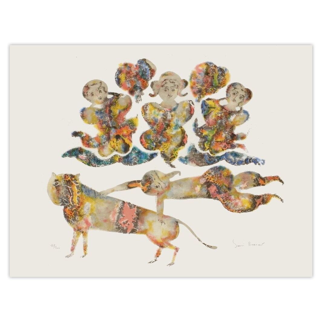 Sakti Burman Signed Lithograph Spectacle à Trois 1975