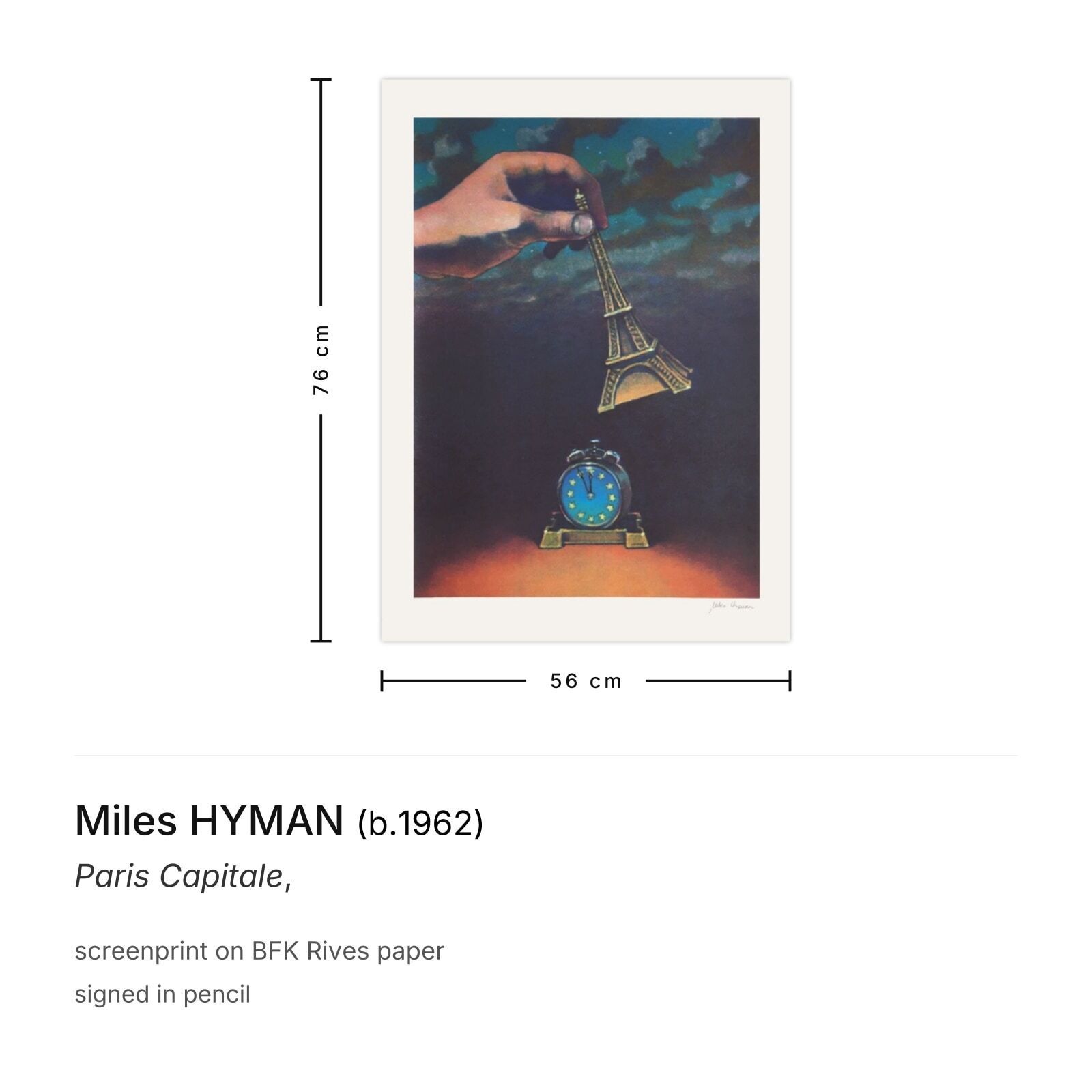 Miles Hyman Gesigneerde Zeefdruk Paris Capitale photo furniture