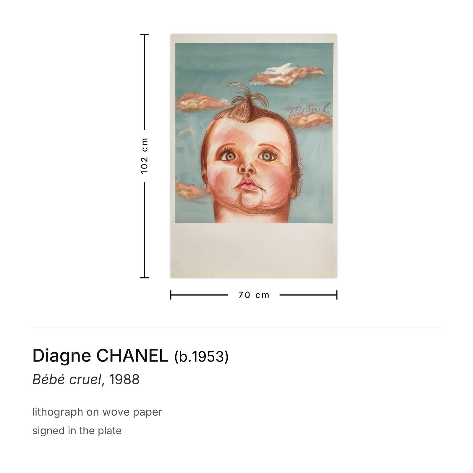 Diagne Chanel Lithograph Bébé Cruel 1988 photo furniture