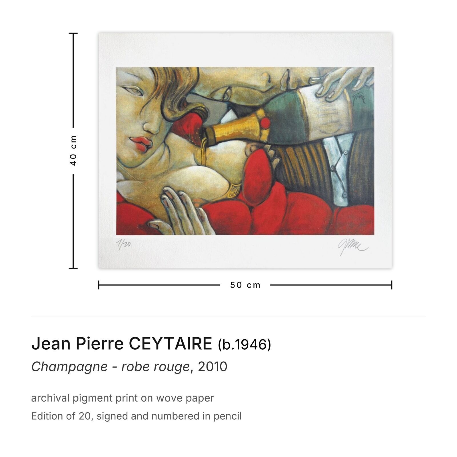 Jean Pierre Ceytaire Gesigneerde Archival Pigment Print Champagne Robe Rouge 2010 photo furniture