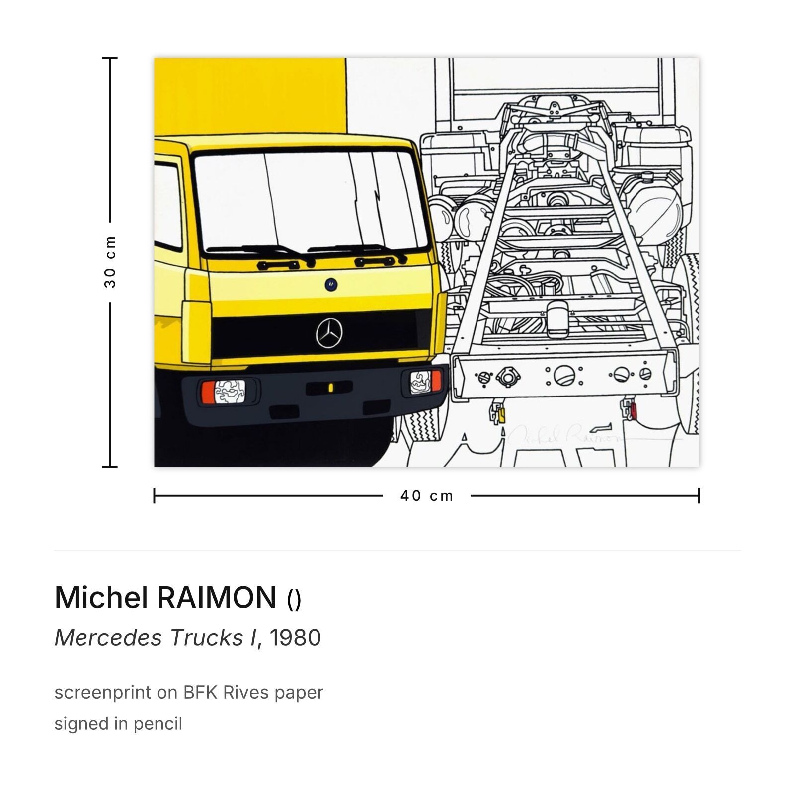 Michel Raimon Gesigneerde Zeefdruk Mercedes Trucks I 1980 photo furniture