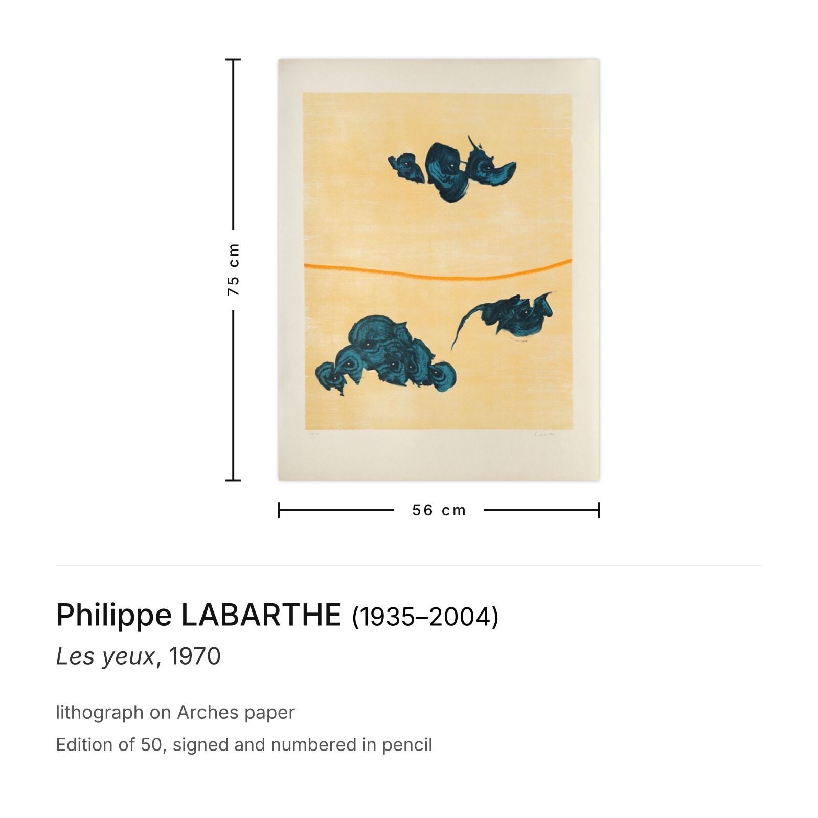 Philippe Labarthe Gesigneerde Litho Les Yeux 1970 photo furniture