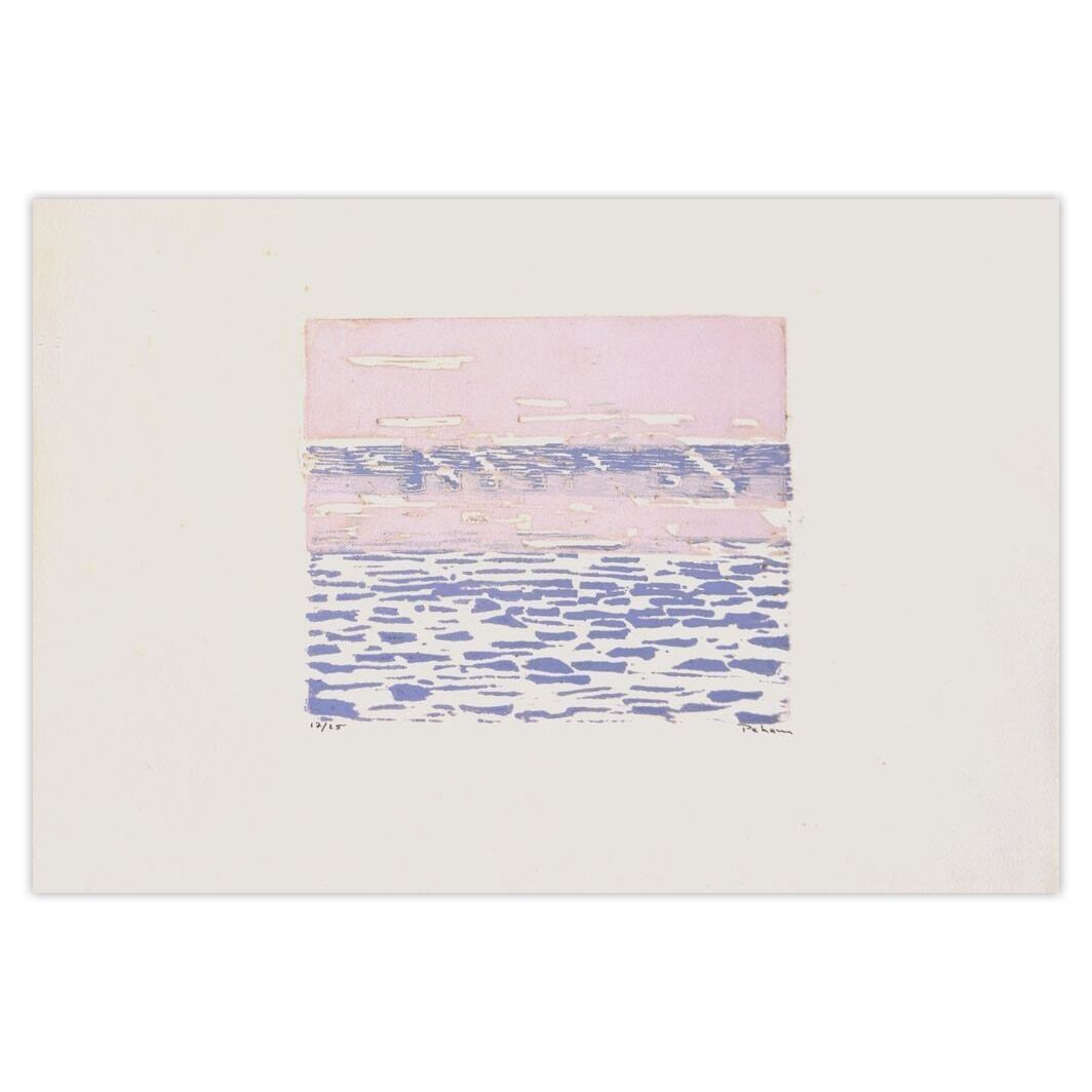 Monique Pehem (Breton Prouté) Gesigneerde Linosnede Calme Plat 1974