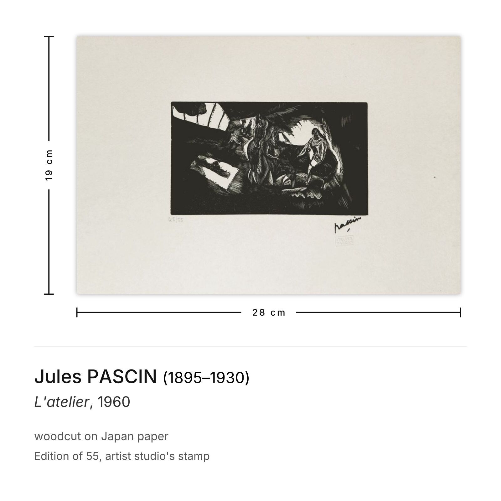Jules Pascin Woodcut L'atelier 1960 photo furniture