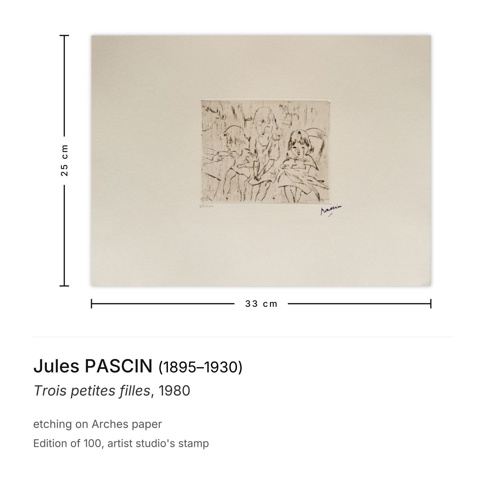 Jules Pascin Etching Trois Petites Filles 1980 photo furniture