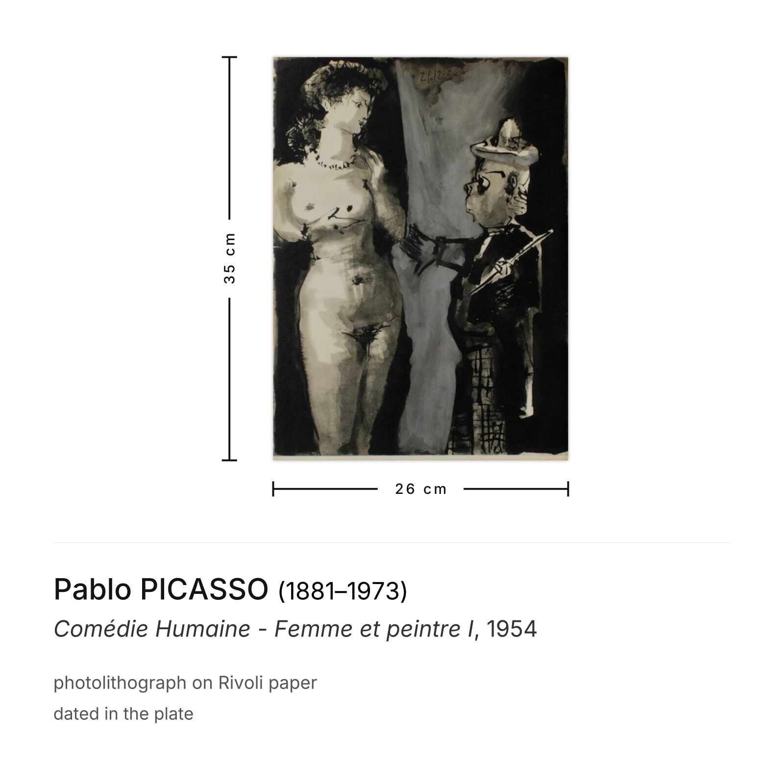 Pablo Picasso Lithografie Comédie Humaine Femme Et Peintre I 1954 photo furniture
