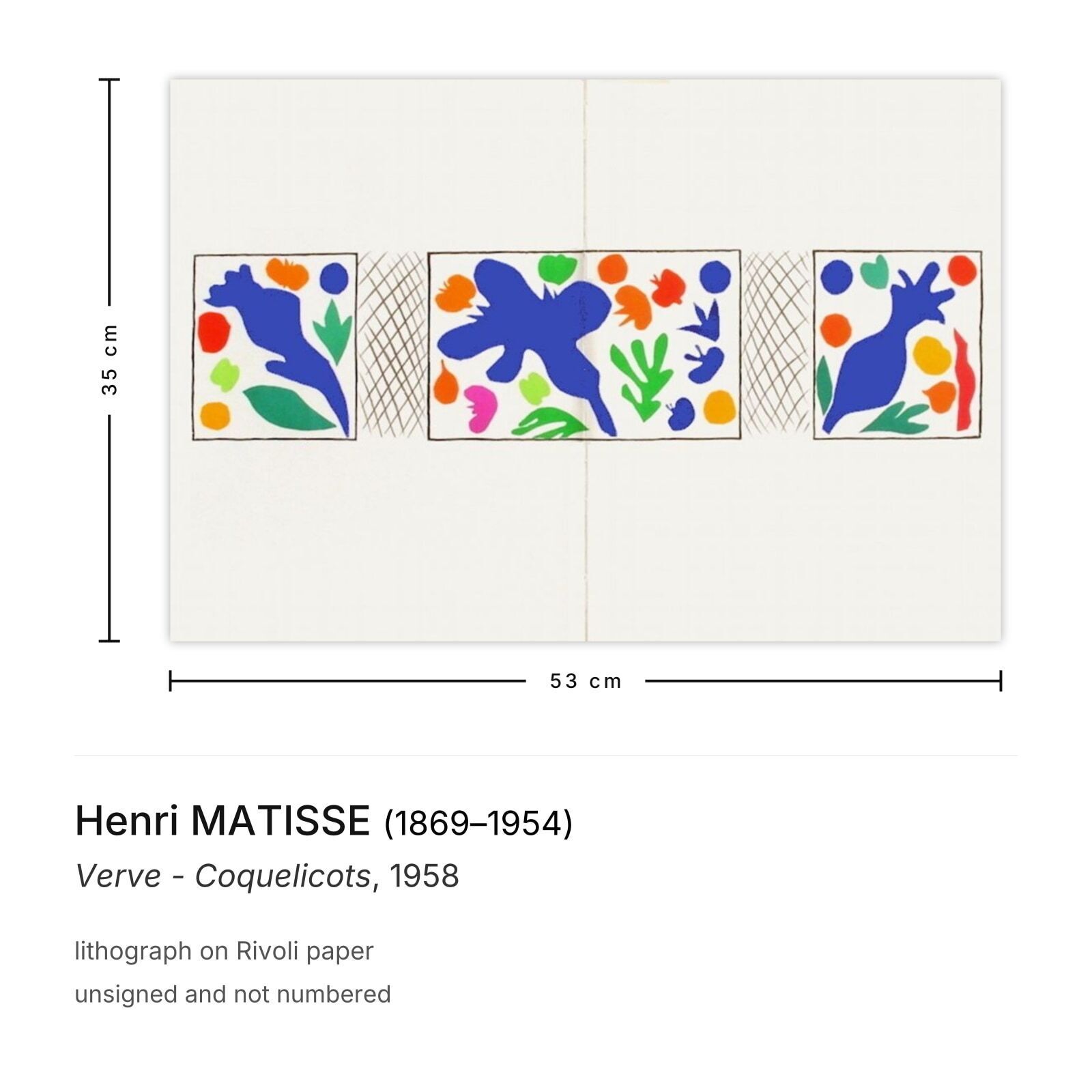 Henri Matisse Lithografie Verve Coquelicots 1958 photo furniture
