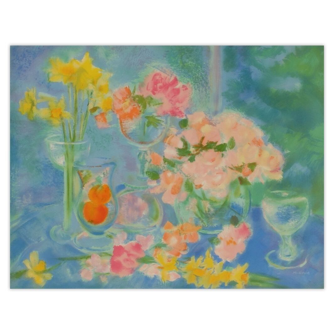 Michèle Gour Signed Lithograph Table Fleurie 1990