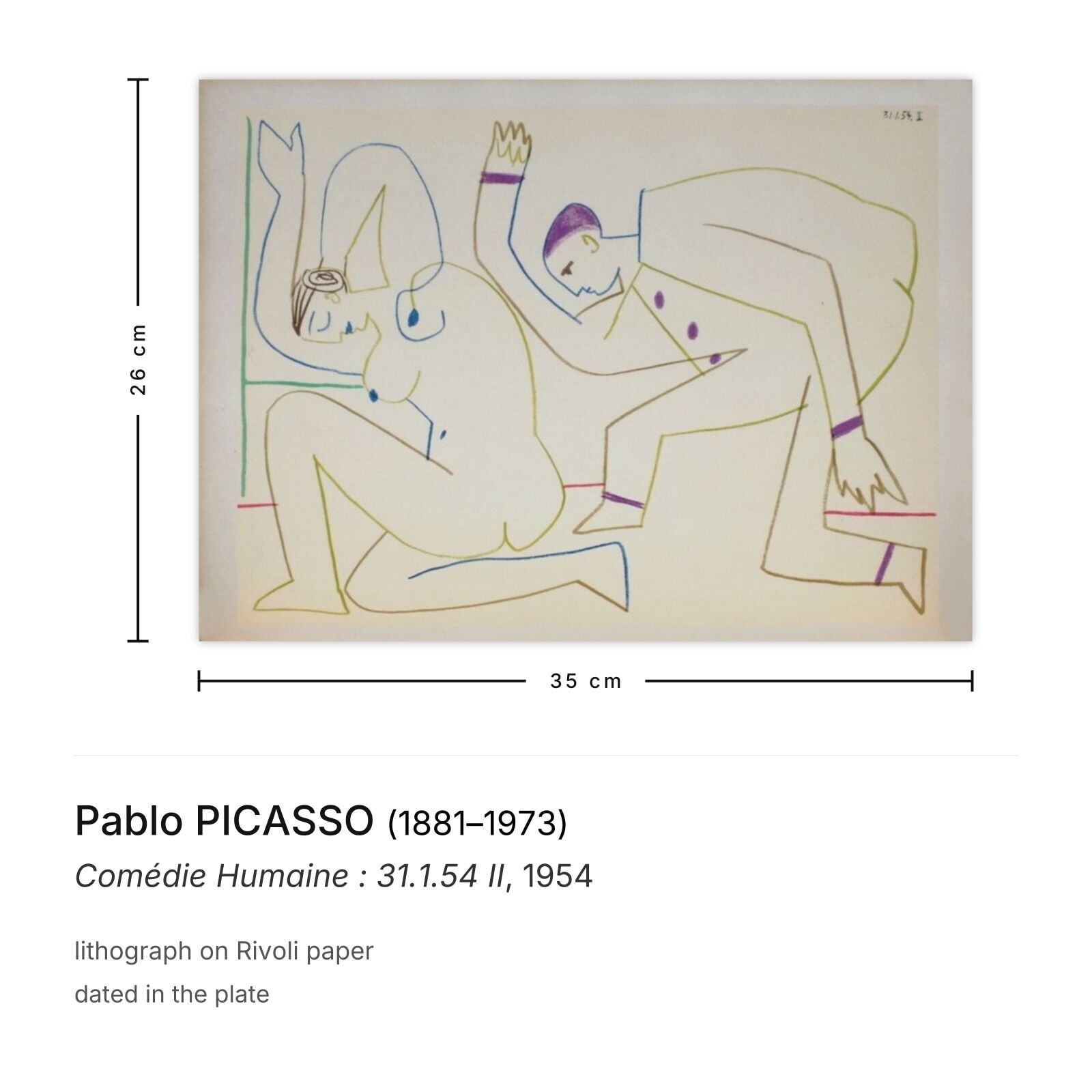 Pablo Picasso Lithograph Comédie Humaine : 31.1.54 II photo furniture