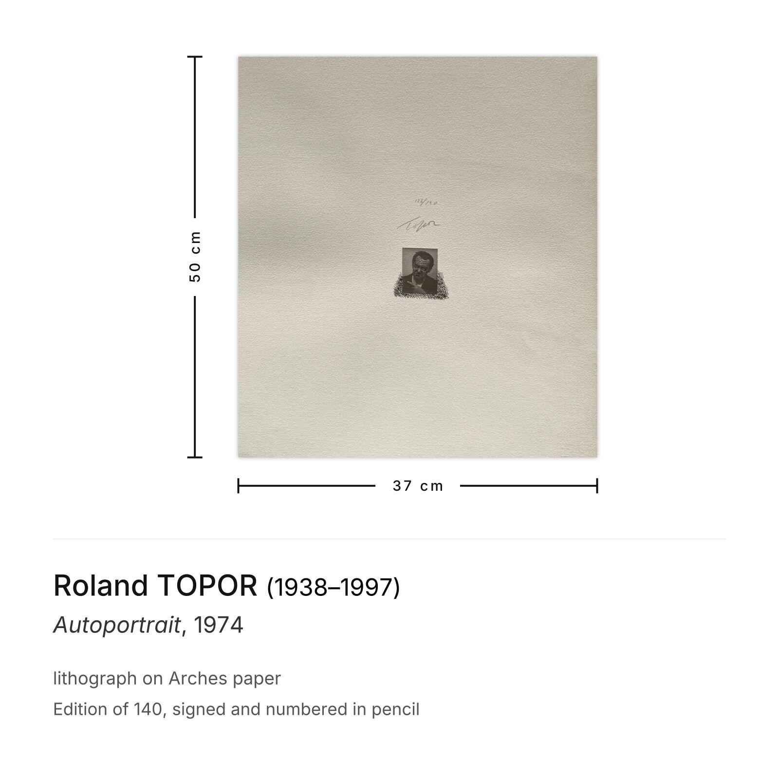 Roland Topor Gesigneerde Lithografie Autoportrait 1974 photo furniture