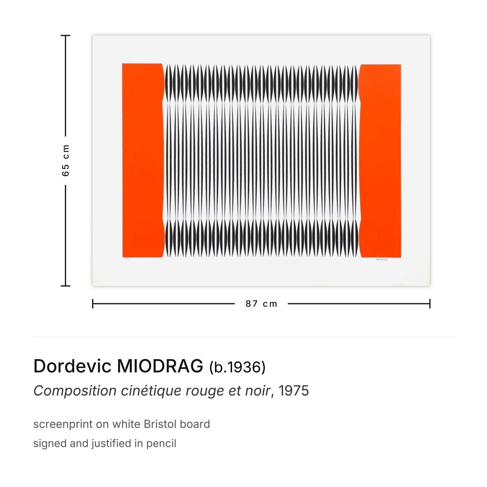 Dordevic Miodrag Gesigneerde Zeefdruk Composition Cinétique Rouge Et Noir 1975 photo furniture