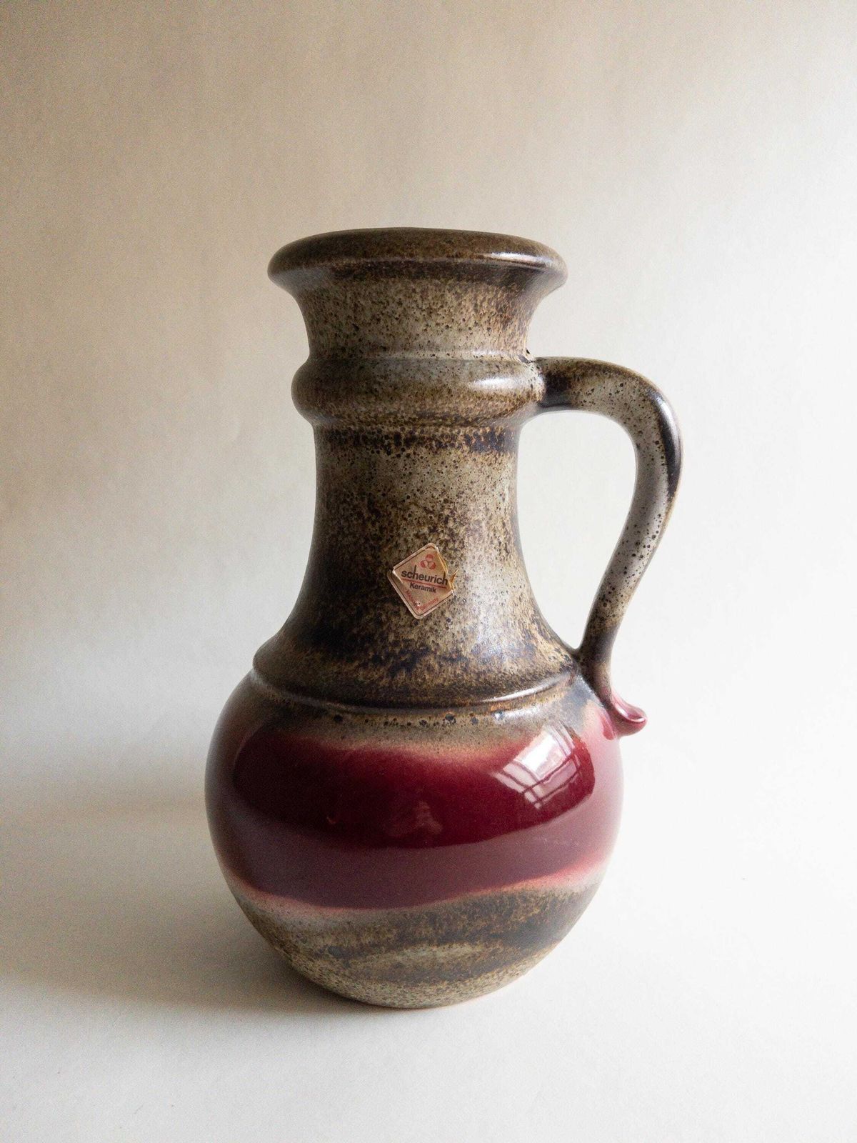 Scheurich West German Pottery vaas, grote rode keramiek, jaren 1970 decor photo 83.0