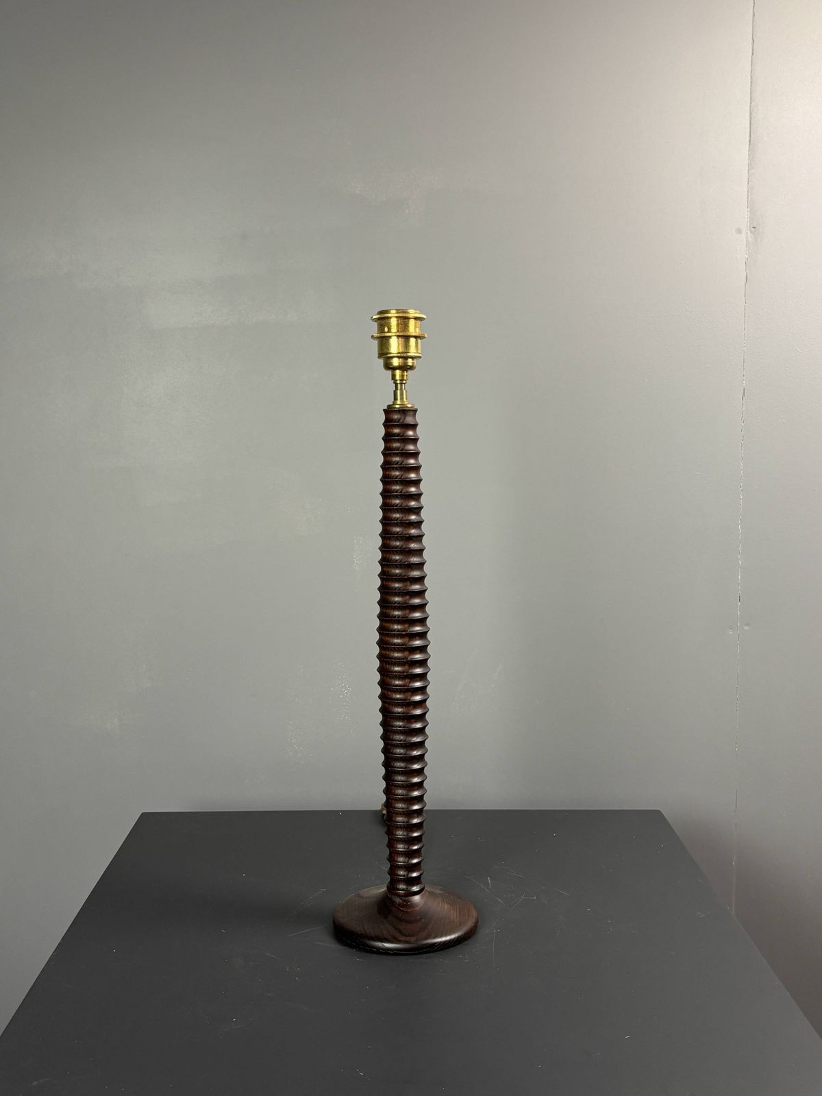 Pair Midcentury Wood Turned Table Lamps, In The Style Of Charles Dudouyt photo buy