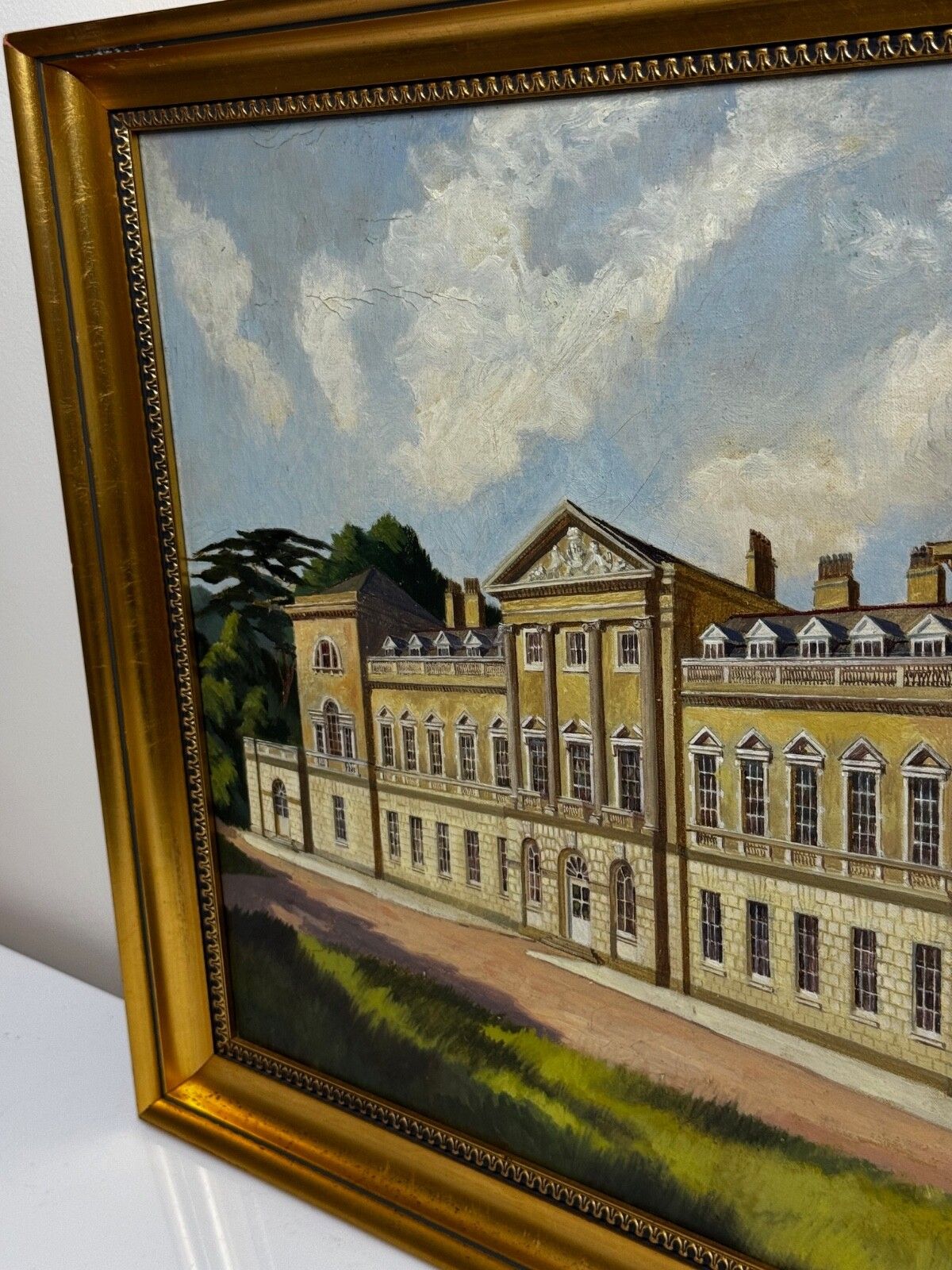 Historisch 20e-eeuws olieverfchilderij van Woburn Abbey, het landgoed van de Duke of Bedford in Bedfordshire, gesigneerd door Harold Barklam photo 2500.0