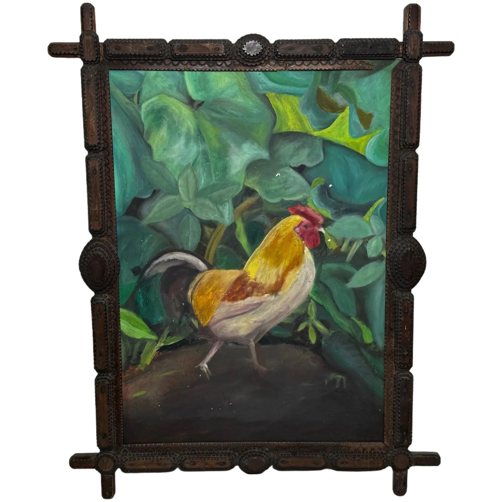 Begin 20e eeuw, Rubio the Empordanesa Rooster | Olieverfschilderij, volkskunst, ca. jaren 1930