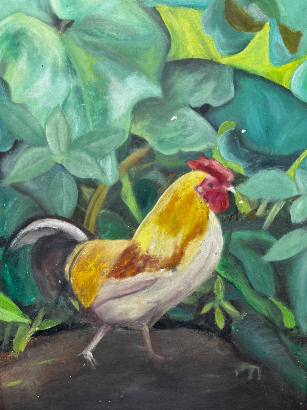Begin 20e eeuw, Rubio the Empordanesa Rooster | Olieverfschilderij, volkskunst, ca. jaren 1930 photo furniture