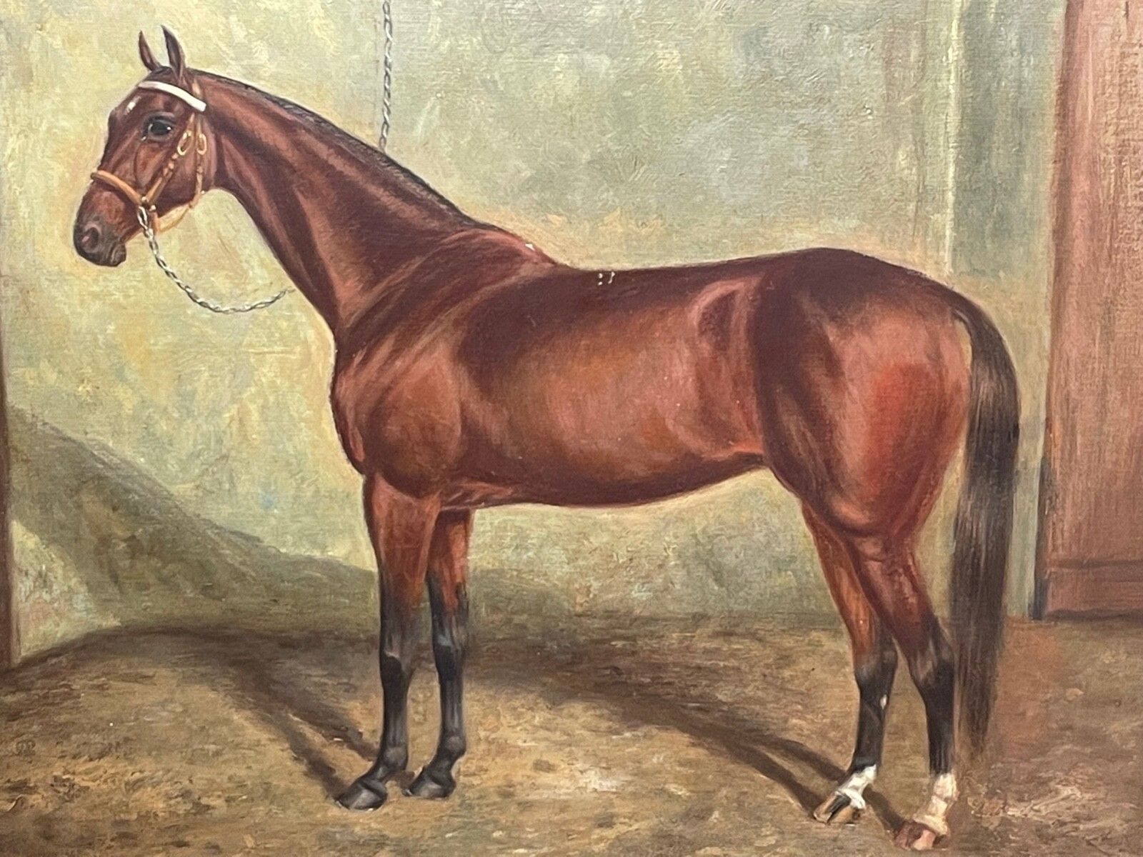 Early 20th Century Oil Painting Racehorses Spion Kop Winner Derby Stakes Signed By Frederick Albert Clarke C1920 photo for sale