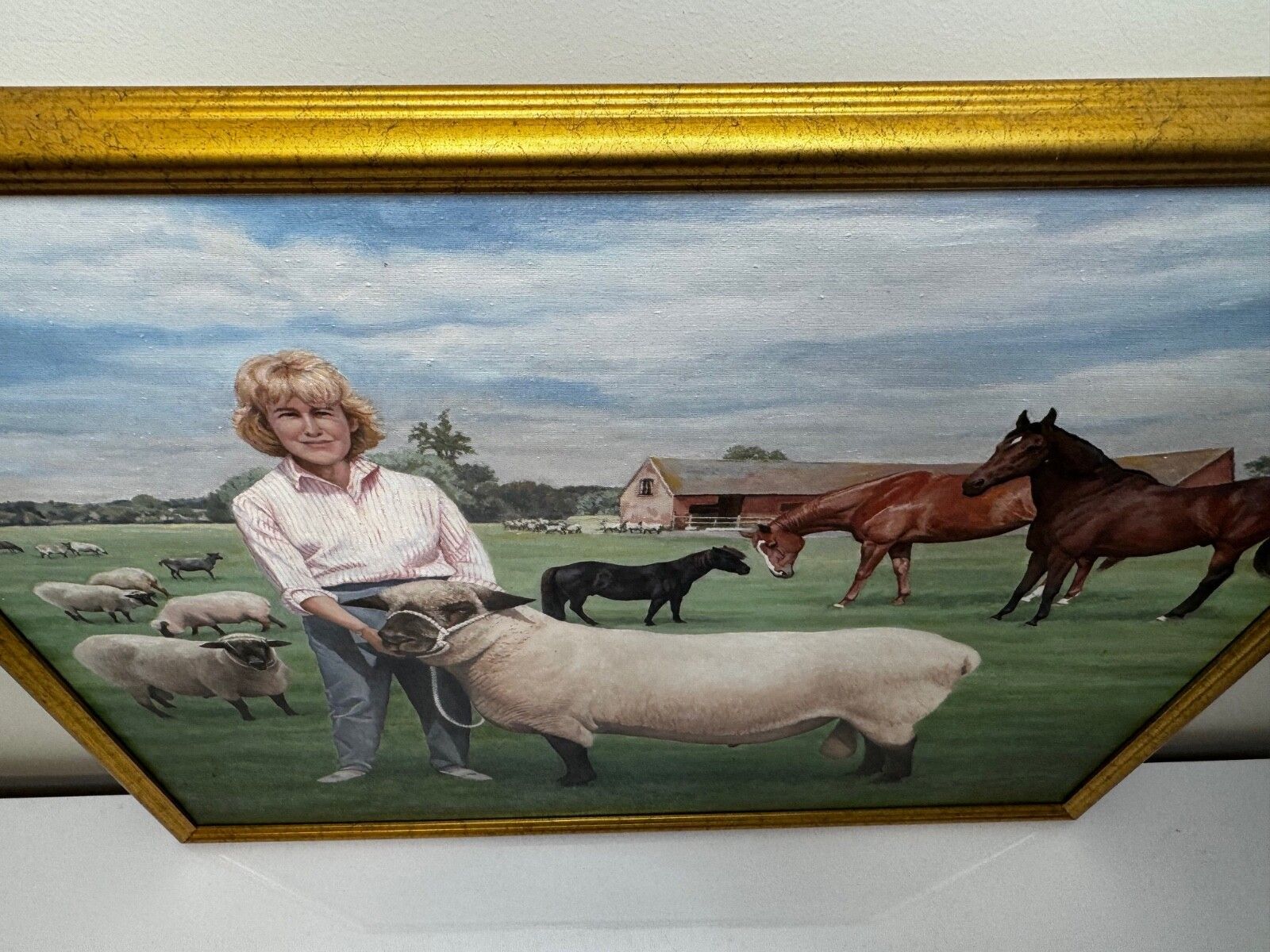 Olieverf portret Camilla Queen Consort op Wiltshire boerderij met prijsdieren, gesigneerd door Diana Douglas Hamilton photo 2950.0