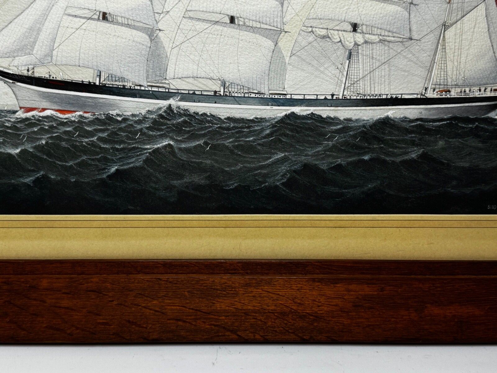 Victoriaans schilderij Brocklebank Line viermastige bark stalen romp schip Sindia photo for sale
