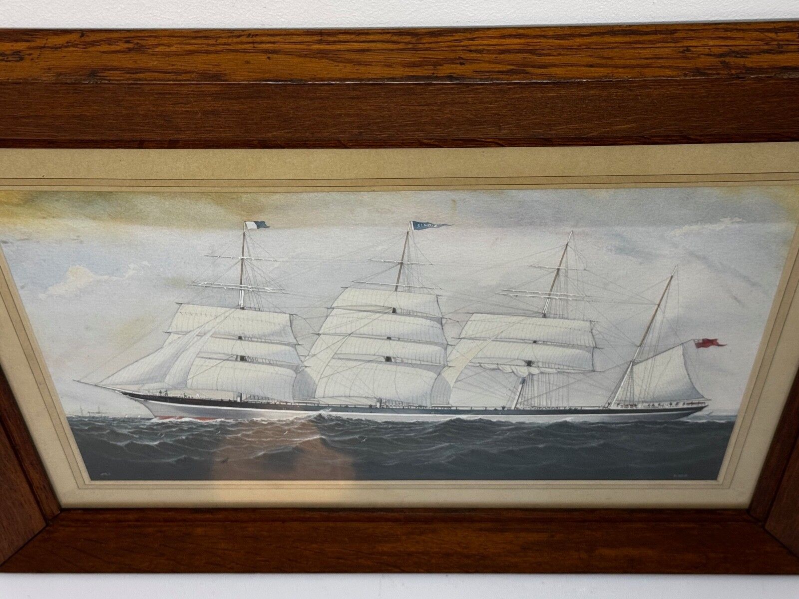 Victoriaans schilderij Brocklebank Line viermastige bark stalen romp schip Sindia photo Kunst