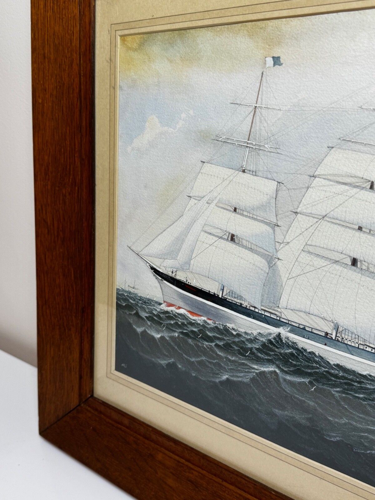 Victoriaans schilderij Brocklebank Line viermastige bark stalen romp schip Sindia photo vinterior