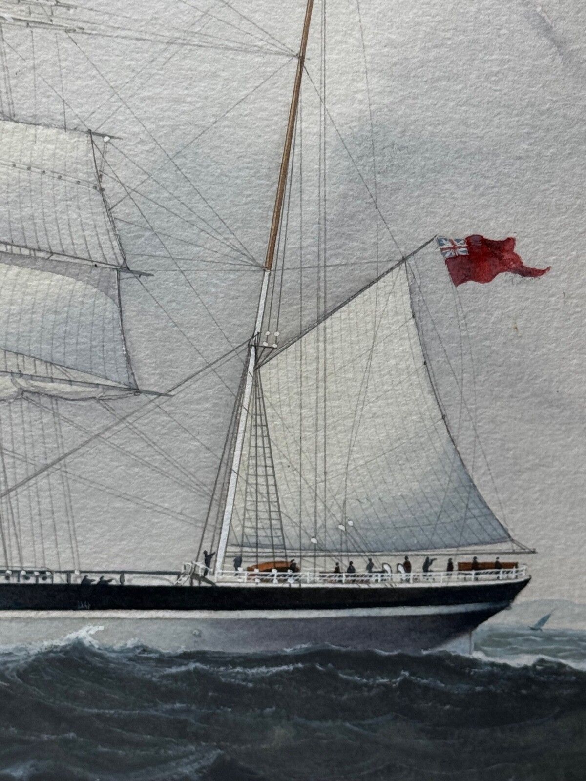 Art Victorian Painting Brocklebank Line Four Masted Barque Steel Hull Ship Sindia photo