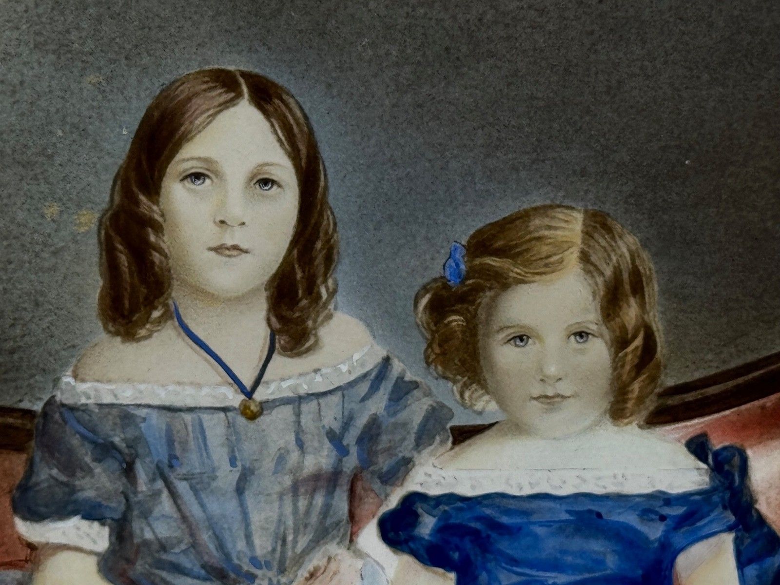 photo vinterior 19th Century Captain John Cooke’s Family Portrait Painting Legacy Louisa & Augusta & Sophia Devonshire