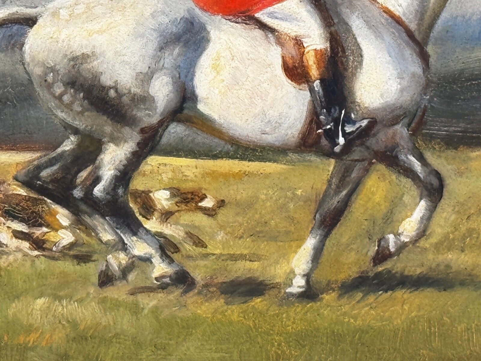 photo buy Ruiterij-olieverfchilderij De Grijze Hengst - Sussex Hunt, gesigneerd door Hesketh Raoul Lejarderay Millais