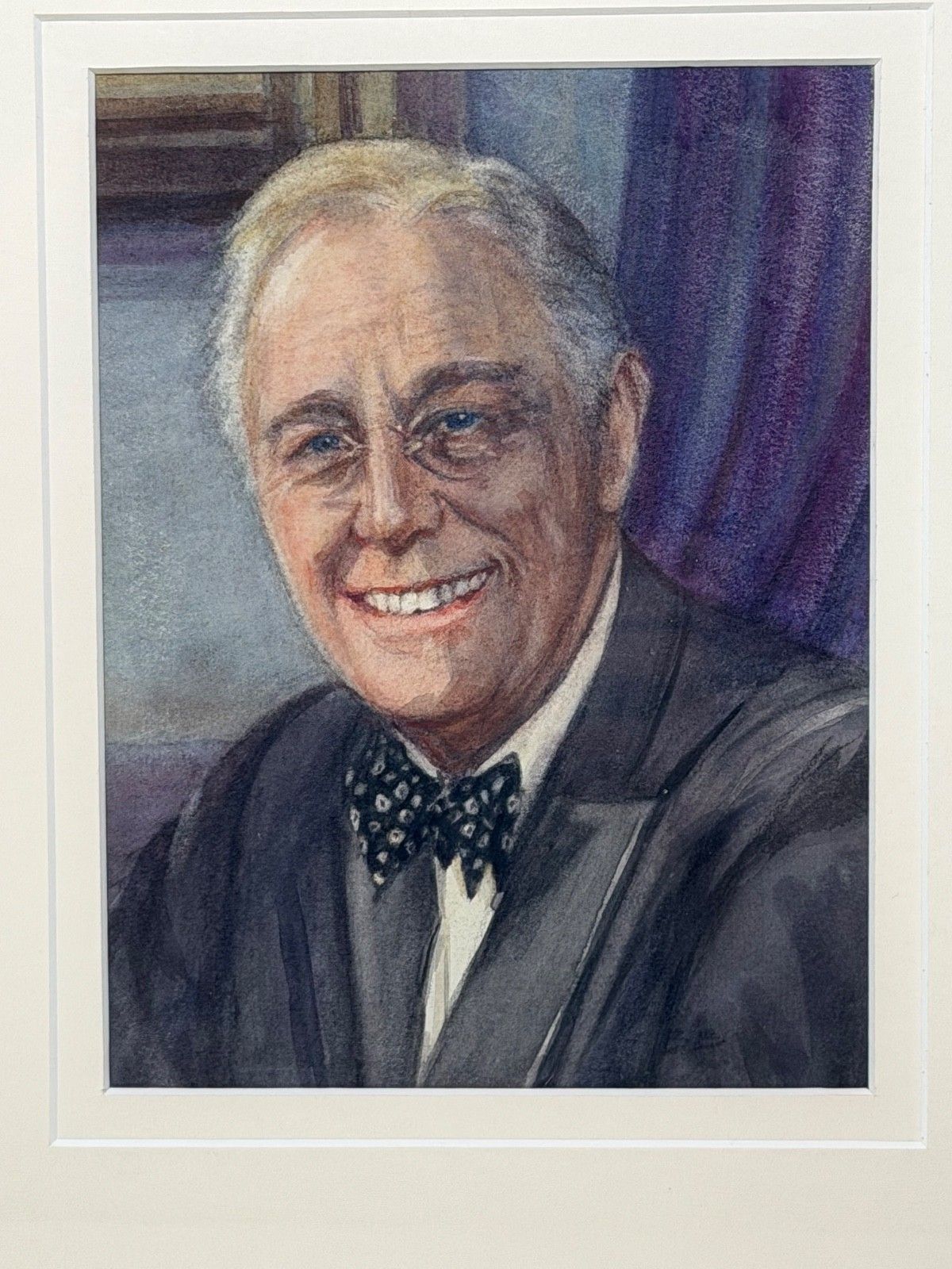Mid-Century portreitschilderij van President Franklin D. Roosevelt (1882-1945), ca. jaren 1940 photo furniture