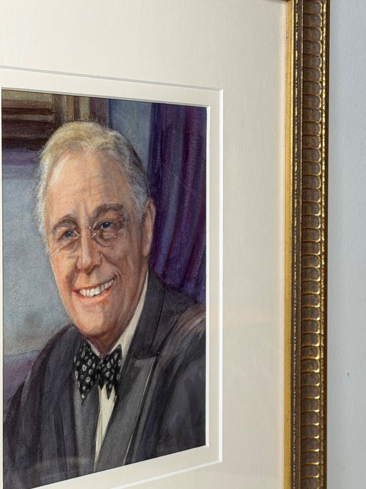 Mid-Century portreitschilderij van President Franklin D. Roosevelt (1882-1945), ca. jaren 1940 photo vintage